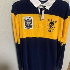 Polo by Ralph Lauren Men's Blue and Yellow Rugby Shirt*Classic fit**